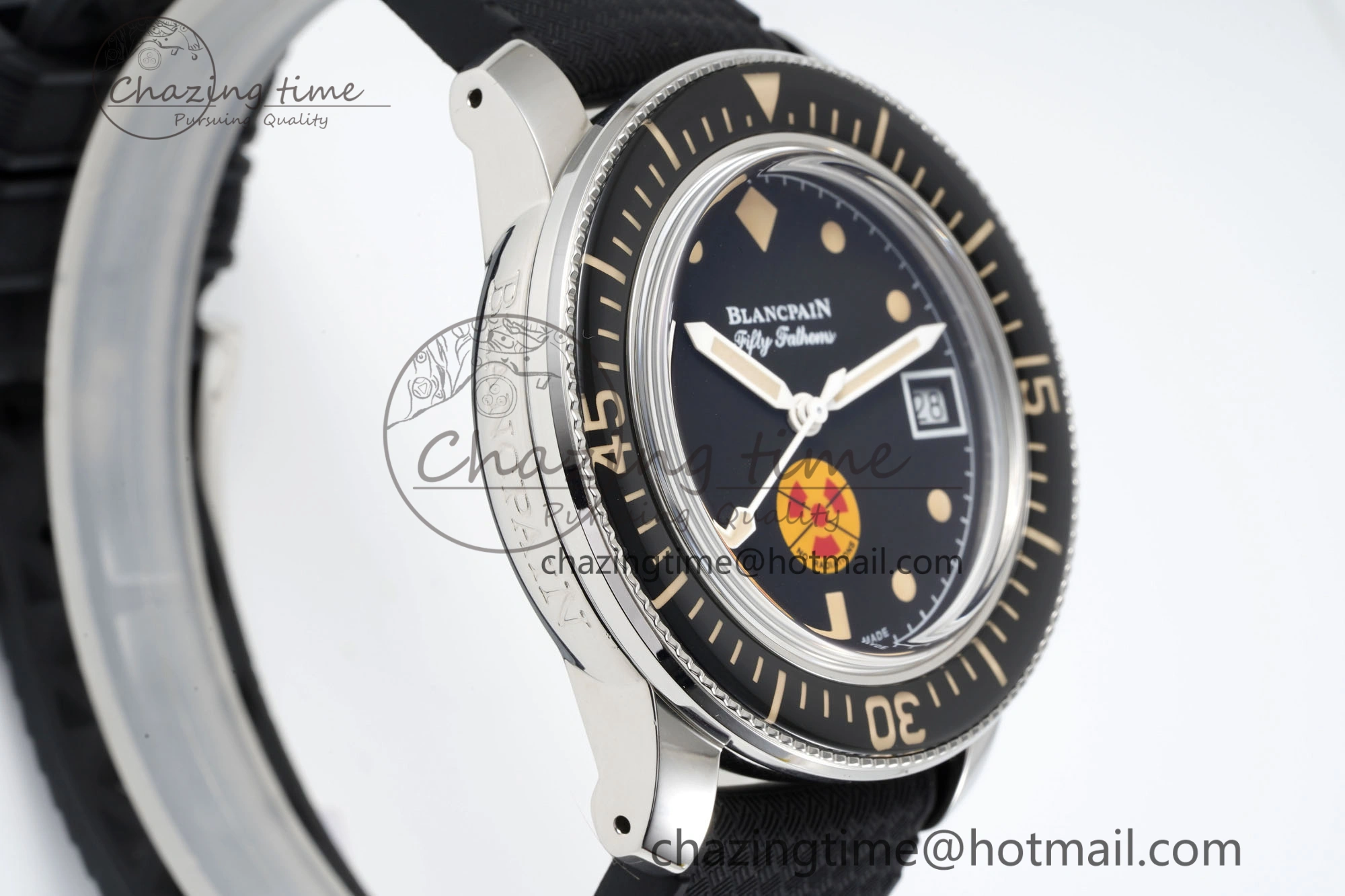 Fifty Fathoms 5008D No Rad SS 1:1 GSF Best Edition Black Dial on Black Rubber Strap A1151