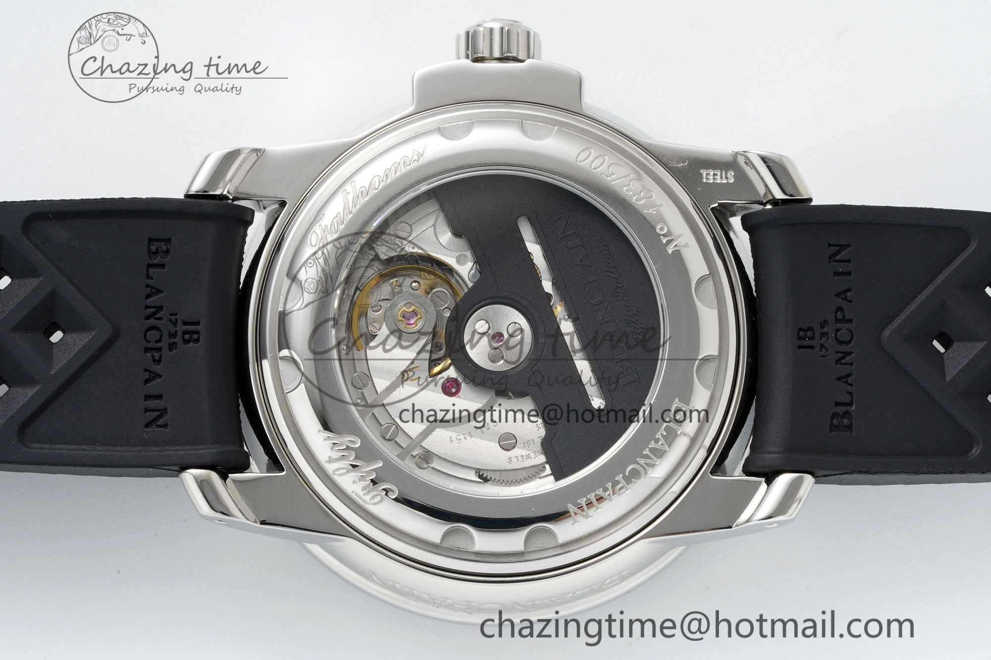 Fifty Fathoms 5008D No Rad SS 1:1 GSF Best Edition Black Dial on Black Rubber Strap A1151