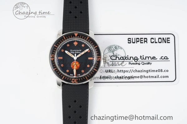 Fifty Fathoms 5008E No Rad Only Watch SS 1:1 GSF Best Edition Black Dial on Black Rubber Strap A1151