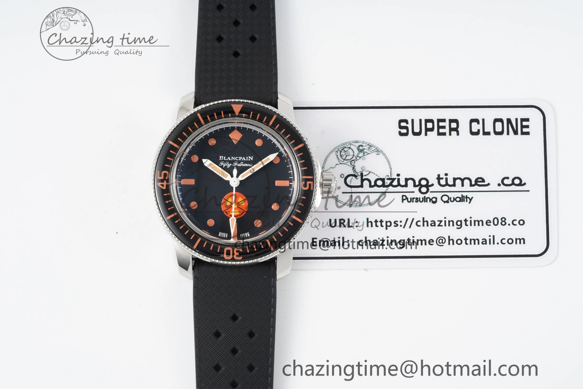 Fifty Fathoms 5008E No Rad Only Watch SS 1:1 GSF Best Edition Black Dial on Black Rubber Strap A1151