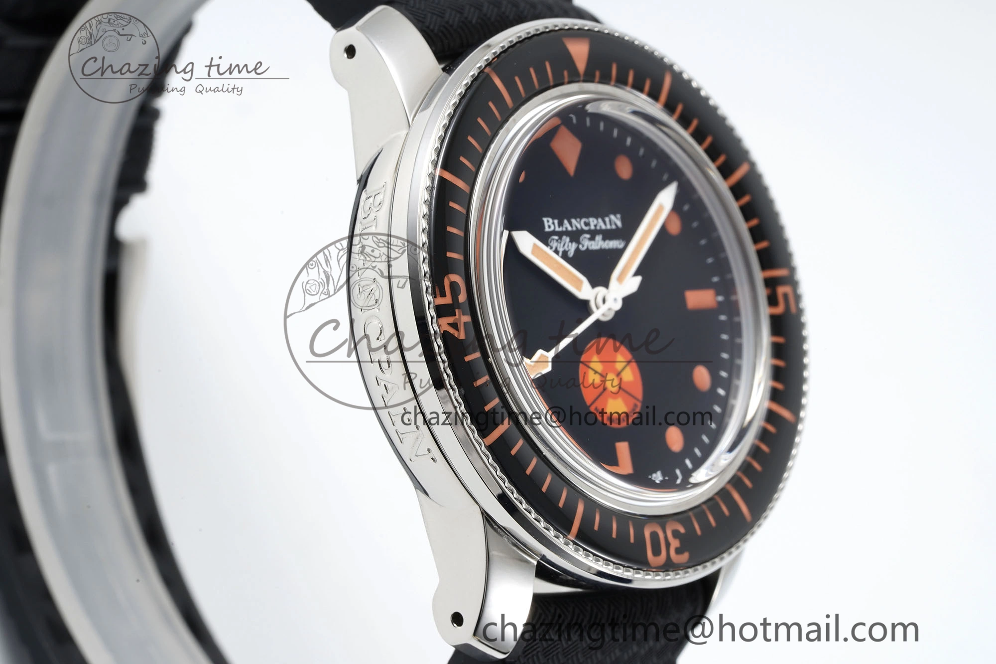 Fifty Fathoms 5008E No Rad Only Watch SS 1:1 GSF Best Edition Black Dial on Black Rubber Strap A1151