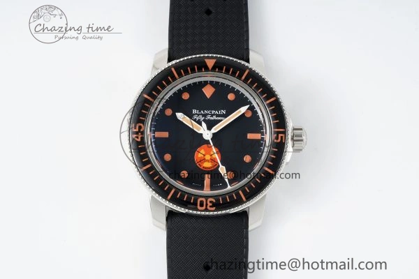Fifty Fathoms 5008E No Rad Only Watch SS 1:1 GSF Best Edition Black Dial on Black Rubber Strap A1151