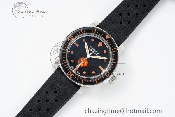 Fifty Fathoms 5008E No Rad Only Watch SS 1:1 GSF Best Edition Black Dial on Black Rubber Strap A1151