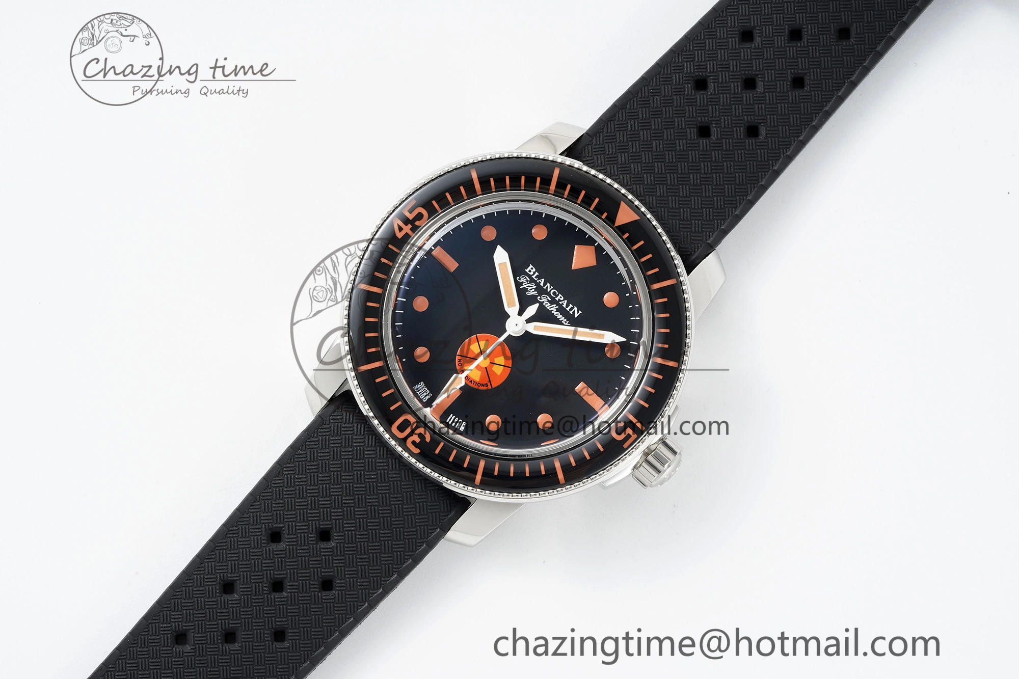Fifty Fathoms 5008E No Rad Only Watch SS 1:1 GSF Best Edition Black Dial on Black Rubber Strap A1151