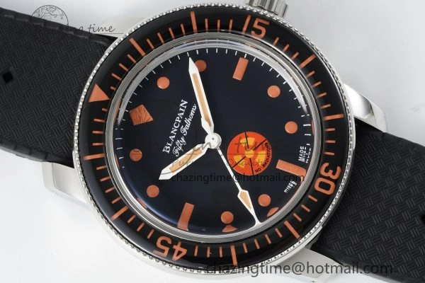 Fifty Fathoms 5008E No Rad Only Watch SS 1:1 GSF Best Edition Black Dial on Black Rubber Strap A1151