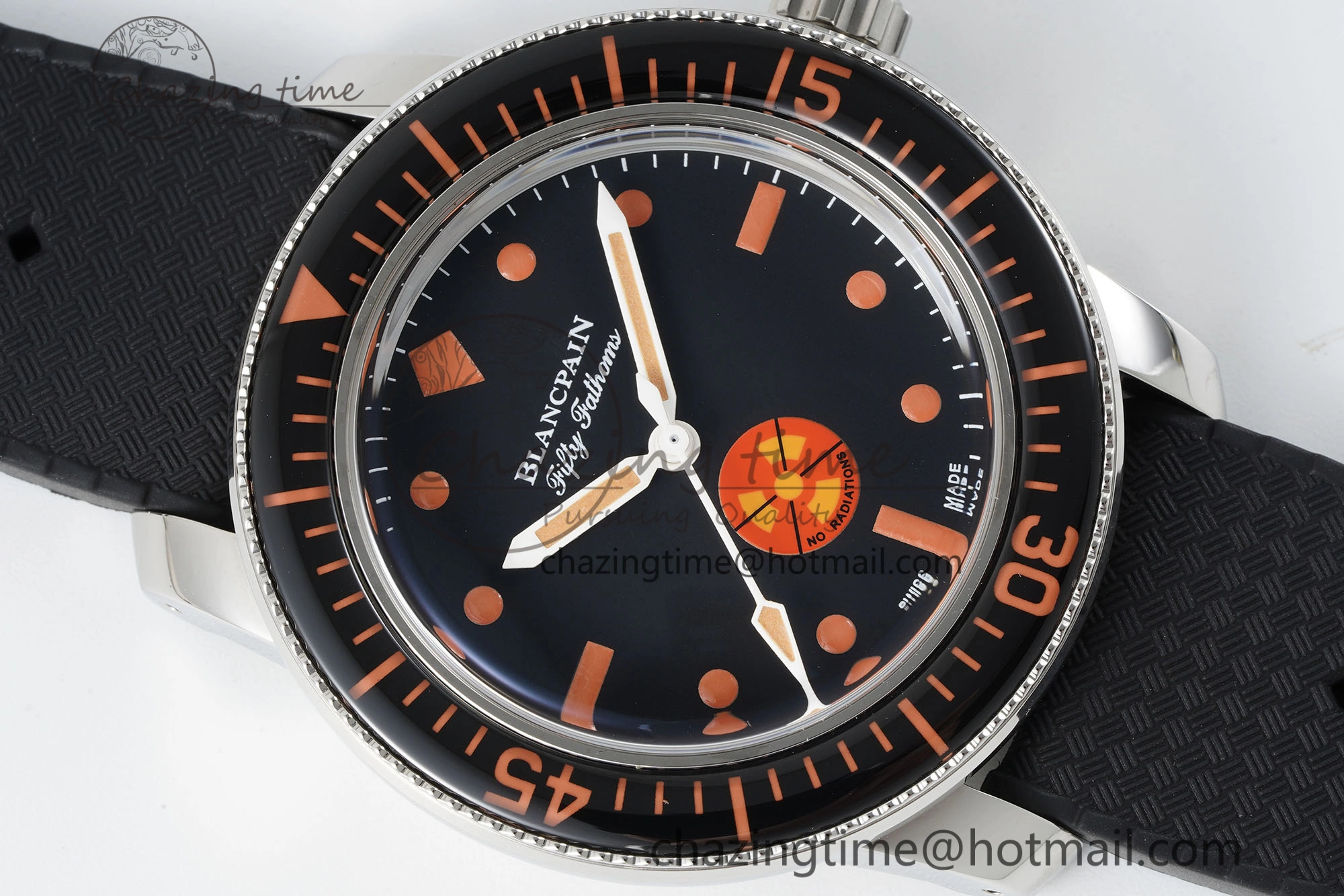 Fifty Fathoms 5008E No Rad Only Watch SS 1:1 GSF Best Edition Black Dial on Black Rubber Strap A1151