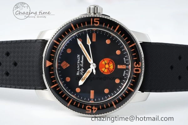 Fifty Fathoms 5008E No Rad Only Watch SS 1:1 GSF Best Edition Black Dial on Black Rubber Strap A1151