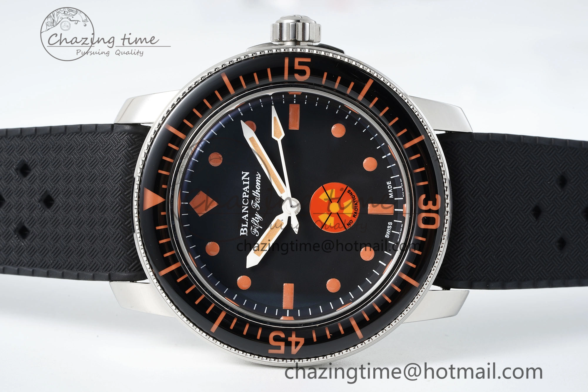 Fifty Fathoms 5008E No Rad Only Watch SS 1:1 GSF Best Edition Black Dial on Black Rubber Strap A1151