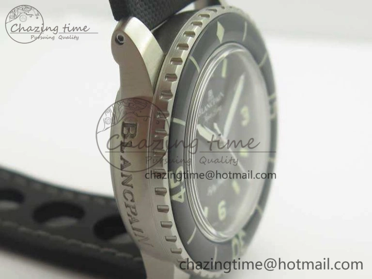 Fifty Fathoms 5015C SS Black ZF 1:1 Best Edition Black Dial On Nylon Strap A1315