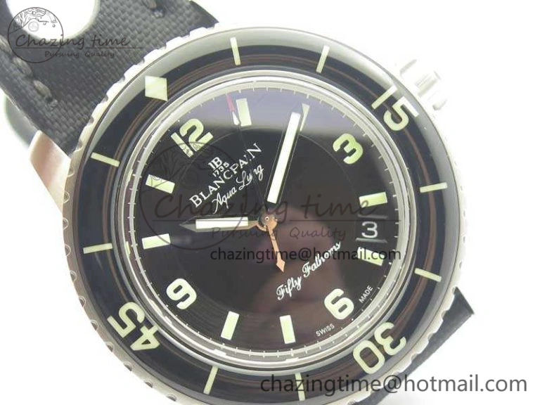Fifty Fathoms 5015C SS Black ZF 1:1 Best Edition Black Dial On Nylon Strap A1315