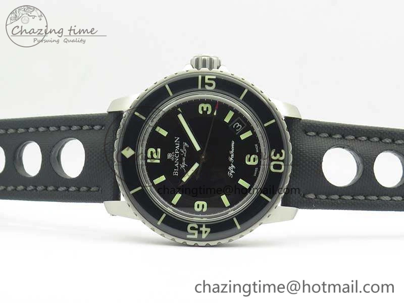 Fifty Fathoms 5015C SS Black ZF 1:1 Best Edition Black Dial On Nylon Strap A1315
