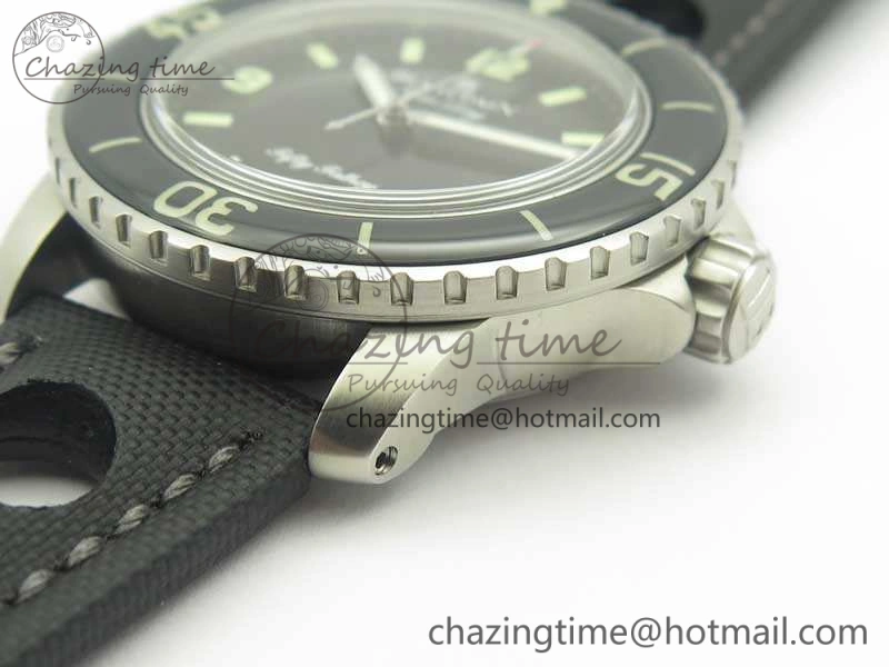 Fifty Fathoms 5015C SS Black ZF 1:1 Best Edition Black Dial On Nylon Strap A1315