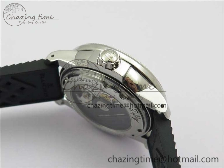 Fifty Fathoms Barakuda 5008B 40mm SS 1:1 ZF Best Edition Black Dial on Black Rubber Strap A1151