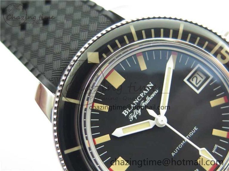 Fifty Fathoms Barakuda 5008B 40mm SS 1:1 ZF Best Edition Black Dial on Black Rubber Strap A1151