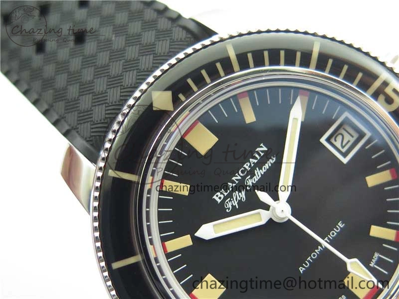 Fifty Fathoms Barakuda 5008B 40mm SS 1:1 ZF Best Edition Black Dial on Black Rubber Strap A1151
