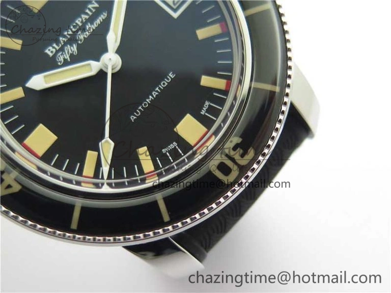 Fifty Fathoms Barakuda 5008B 40mm SS 1:1 ZF Best Edition Black Dial on Black Rubber Strap A1151