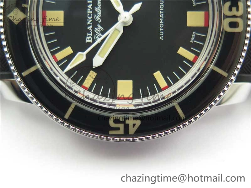 Fifty Fathoms Barakuda 5008B 40mm SS 1:1 ZF Best Edition Black Dial on Black Rubber Strap A1151