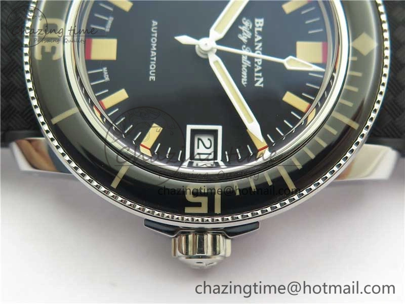 Fifty Fathoms Barakuda 5008B 40mm SS 1:1 ZF Best Edition Black Dial on Black Rubber Strap A1151