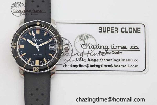 Fifty Fathoms Barakuda 5008B 40mm SS GSF 1:1 Best Edition Black Dial on Black Rubber Strap A1151