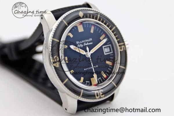 Fifty Fathoms Barakuda 5008B 40mm SS GSF 1:1 Best Edition Black Dial on Black Rubber Strap A1151