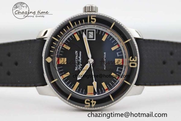 Fifty Fathoms Barakuda 5008B 40mm SS GSF 1:1 Best Edition Black Dial on Black Rubber Strap A1151