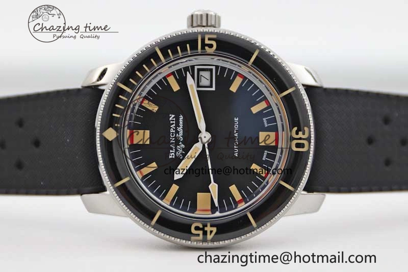 Fifty Fathoms Barakuda 5008B 40mm SS GSF 1:1 Best Edition Black Dial on Black Rubber Strap A1151