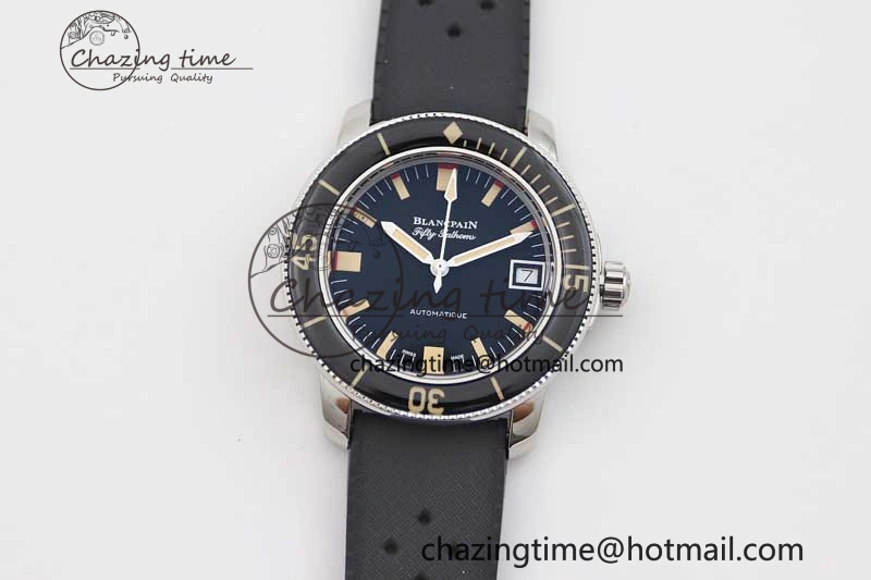 Fifty Fathoms Barakuda 5008B 40mm SS GSF 1:1 Best Edition Black Dial on Black Rubber Strap A1151