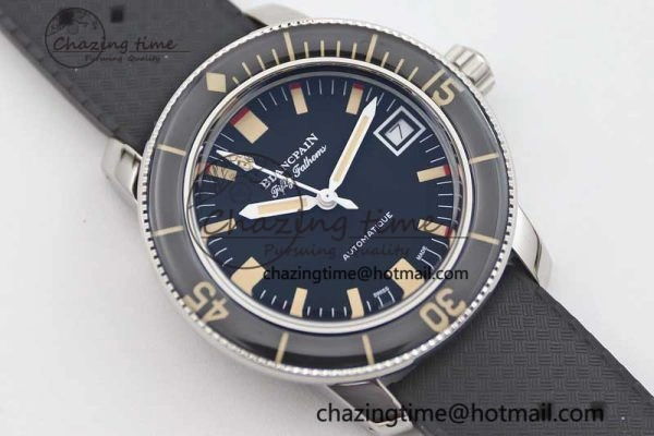 Fifty Fathoms Barakuda 5008B 40mm SS GSF 1:1 Best Edition Black Dial on Black Rubber Strap A1151