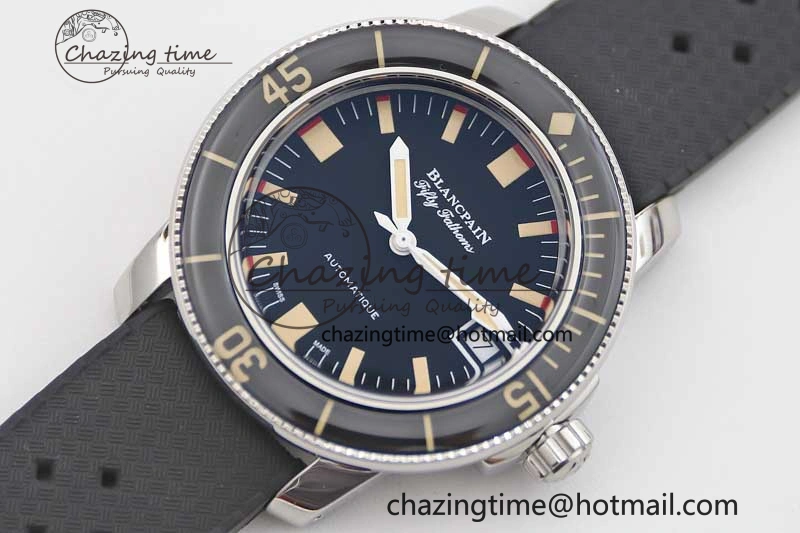 Fifty Fathoms Barakuda 5008B 40mm SS GSF 1:1 Best Edition Black Dial on Black Rubber Strap A1151