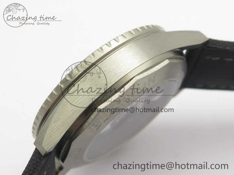 Fifty Fathoms Bathyscaphe 43mm SS GF 1:1 Best Edition Black Dial on Sail-canvas Strap A1315