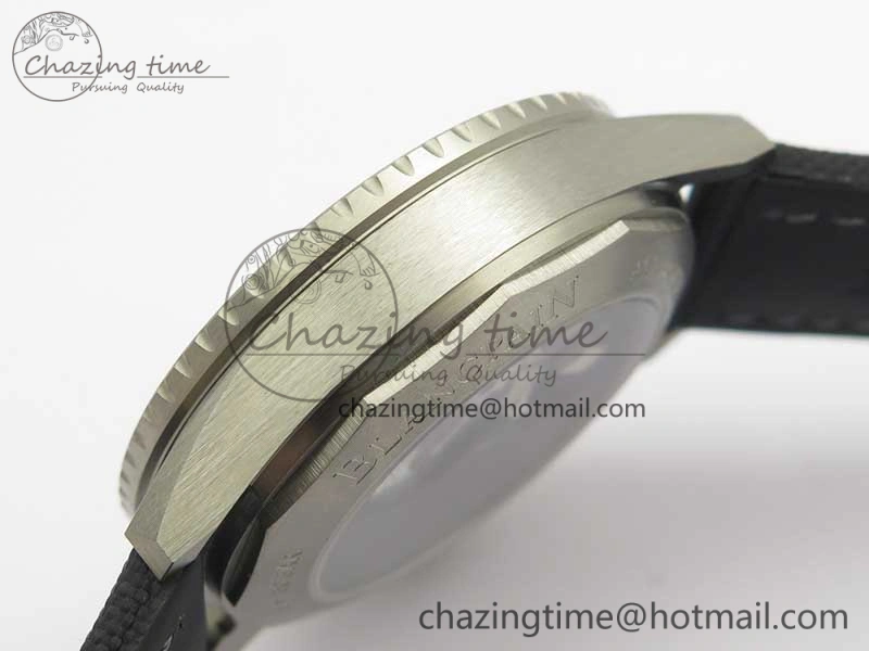 Fifty Fathoms Bathyscaphe 43mm SS GF 1:1 Best Edition Black Dial on Sail-canvas Strap A1315