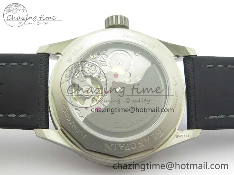 Fifty Fathoms Bathyscaphe 43mm SS GF 1:1 Best Edition Black Dial on Sail-canvas Strap A1315