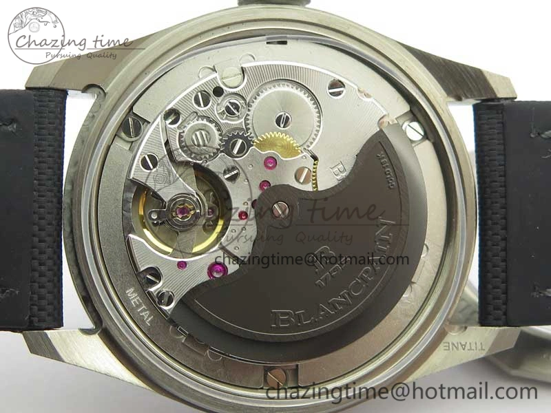 Fifty Fathoms Bathyscaphe 43mm SS GF 1:1 Best Edition Black Dial on Sail-canvas Strap A1315