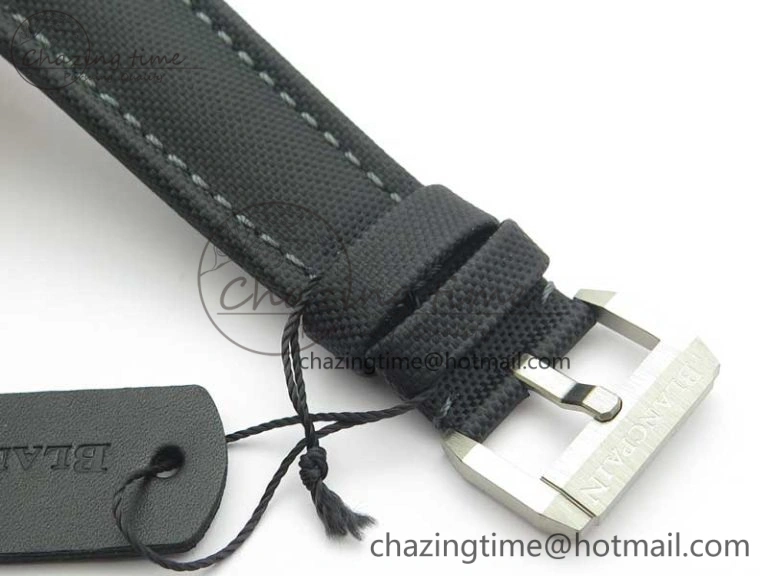 Fifty Fathoms Bathyscaphe 43mm SS GF 1:1 Best Edition Black Dial on Sail-canvas Strap A1315