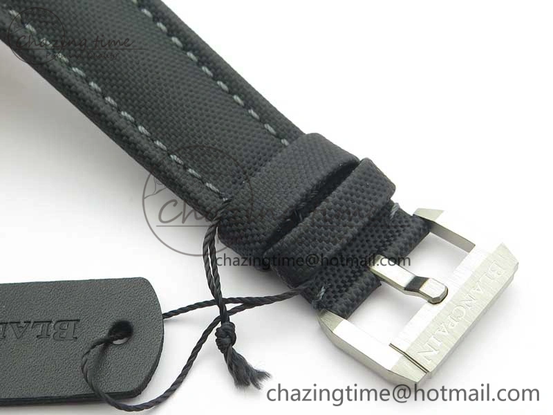 Fifty Fathoms Bathyscaphe 43mm SS GF 1:1 Best Edition Black Dial on Sail-canvas Strap A1315