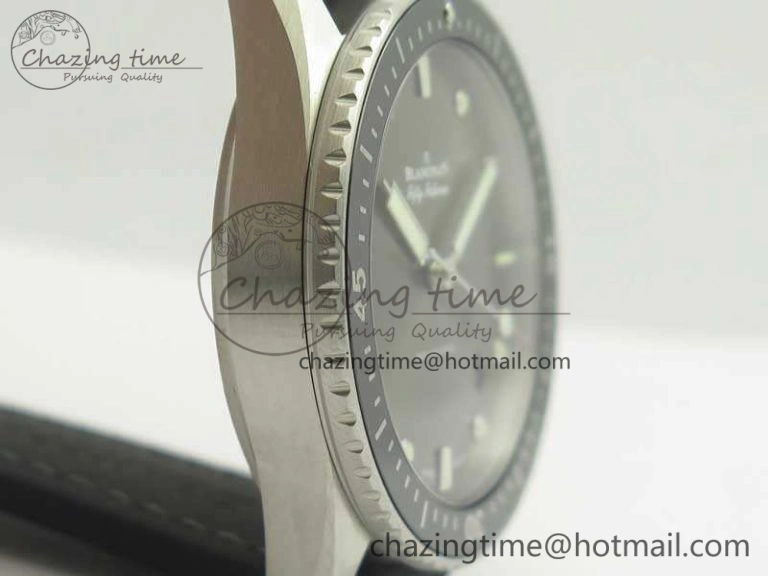 Fifty Fathoms Bathyscaphe 43mm SS ZF 1:1 Best Edition Gray Dial On Sail-Canvas Strap A1315