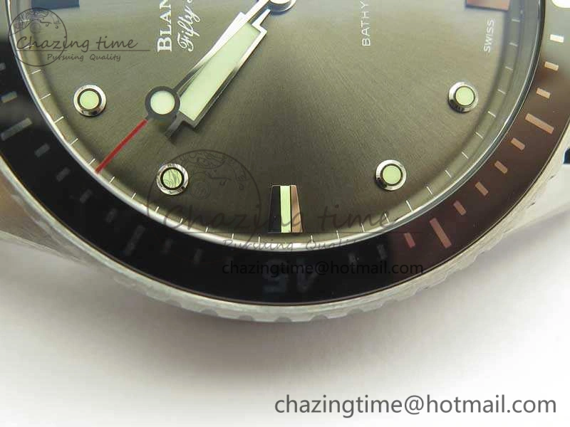 Fifty Fathoms Bathyscaphe 43mm SS ZF 1:1 Best Edition Gray Dial On Sail-Canvas Strap A1315