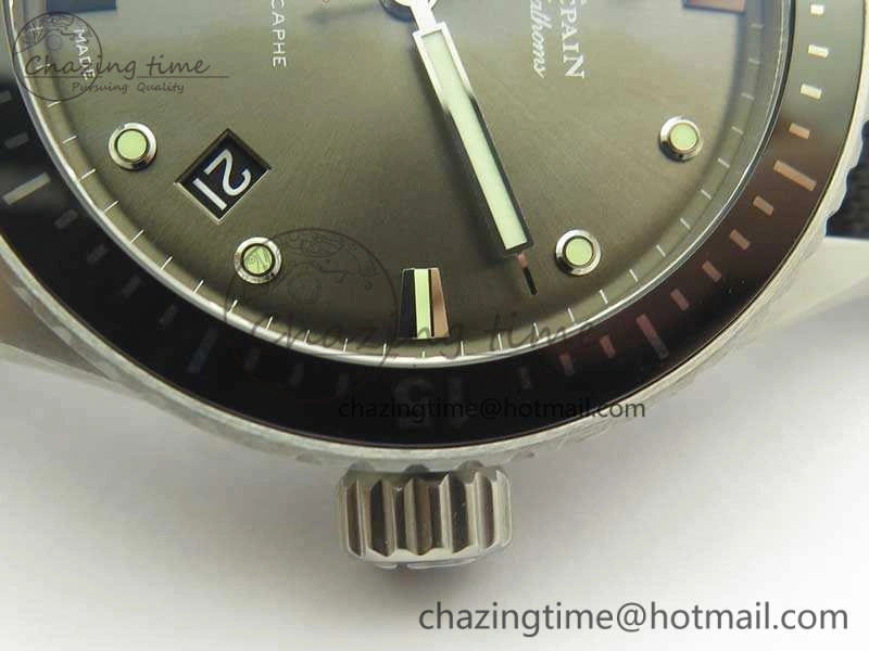 Fifty Fathoms Bathyscaphe 43mm SS ZF 1:1 Best Edition Gray Dial On Sail-Canvas Strap A1315