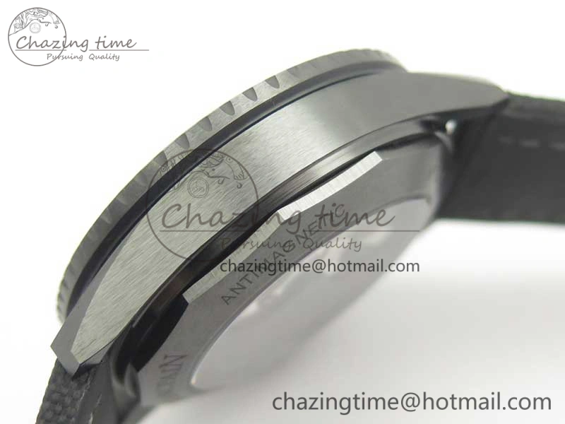Fifty Fathoms Bathyscaphe Black Ceramic GF 1:1 Best Edition Black Dial on Black Sail-Canvas Strap A1315 (Free Rubber Strap)