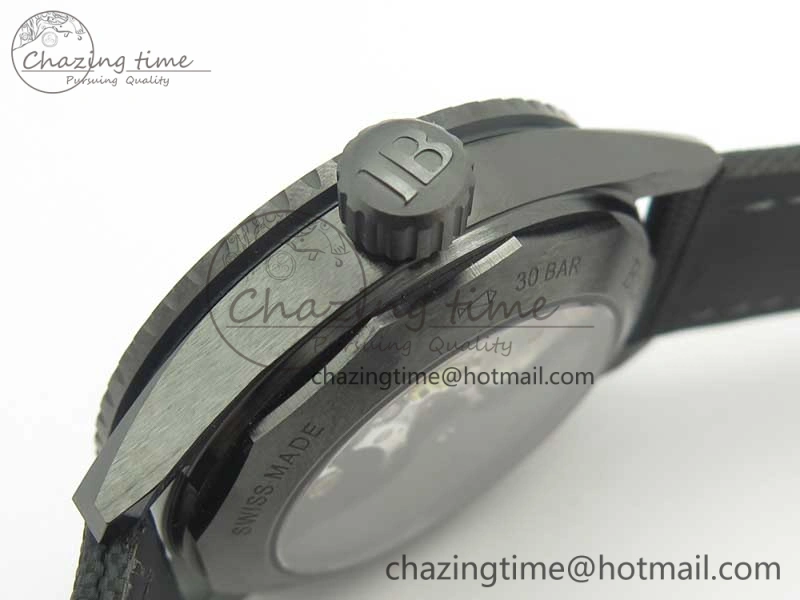 Fifty Fathoms Bathyscaphe Black Ceramic GF 1:1 Best Edition Black Dial on Black Sail-Canvas Strap A1315 (Free Rubber Strap)