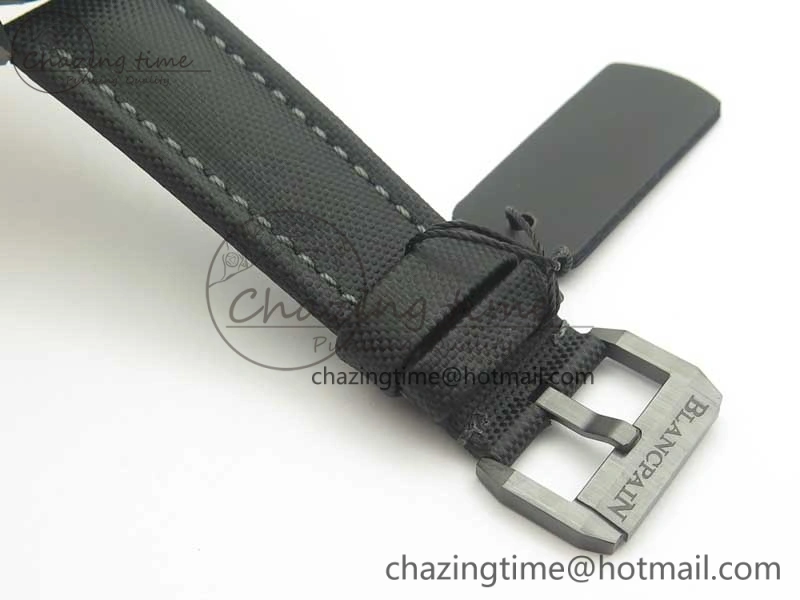 Fifty Fathoms Bathyscaphe Black Ceramic GF 1:1 Best Edition Black Dial on Black Sail-Canvas Strap A1315 (Free Rubber Strap)