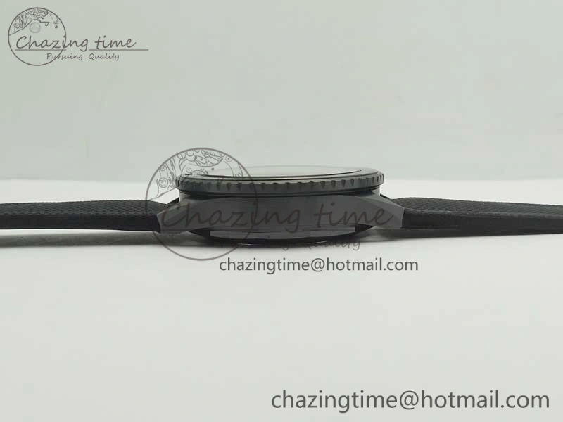 Fifty Fathoms Bathyscaphe Black Ceramic GF 1:1 Best Edition Black Dial on Black Sail-Canvas Strap A1315 (Free Rubber Strap)