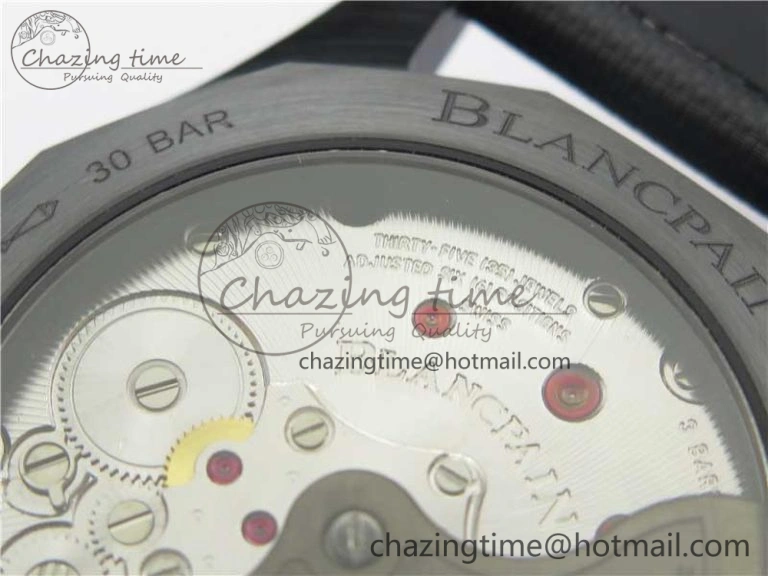 Fifty Fathoms Bathyscaphe Black Ceramic ZF 1:1 Best Edition Black Dial on Black Sail-Canvas Strap A1315