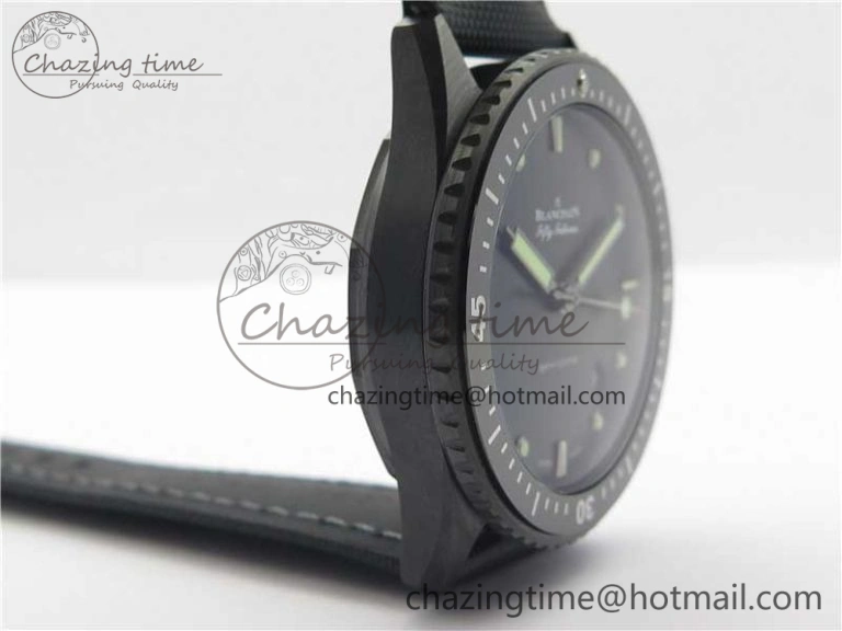 Fifty Fathoms Bathyscaphe Black Ceramic ZF 1:1 Best Edition Black Dial on Black Sail-Canvas Strap A1315