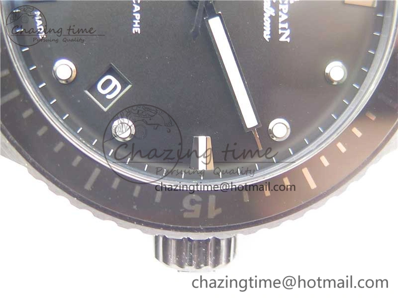 Fifty Fathoms Bathyscaphe Black Ceramic ZF 1:1 Best Edition Black Dial on Black Sail-Canvas Strap A1315