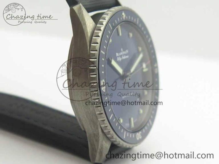 Fifty Fathoms Bathyscaphe Ceramic ZF 1:1 Best Edition Blue Dial on Blue Sail-Canvas Strap A1315