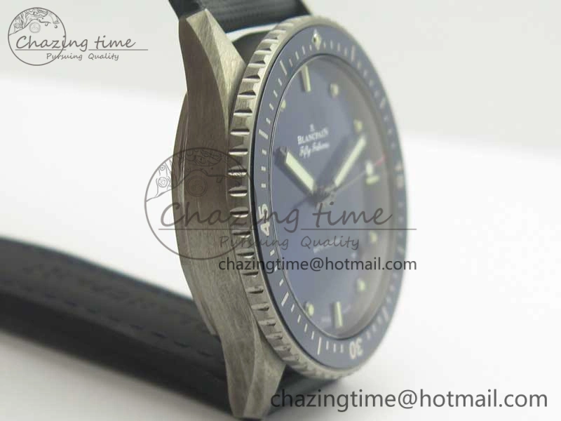 Fifty Fathoms Bathyscaphe Ceramic ZF 1:1 Best Edition Blue Dial on Blue Sail-Canvas Strap A1315