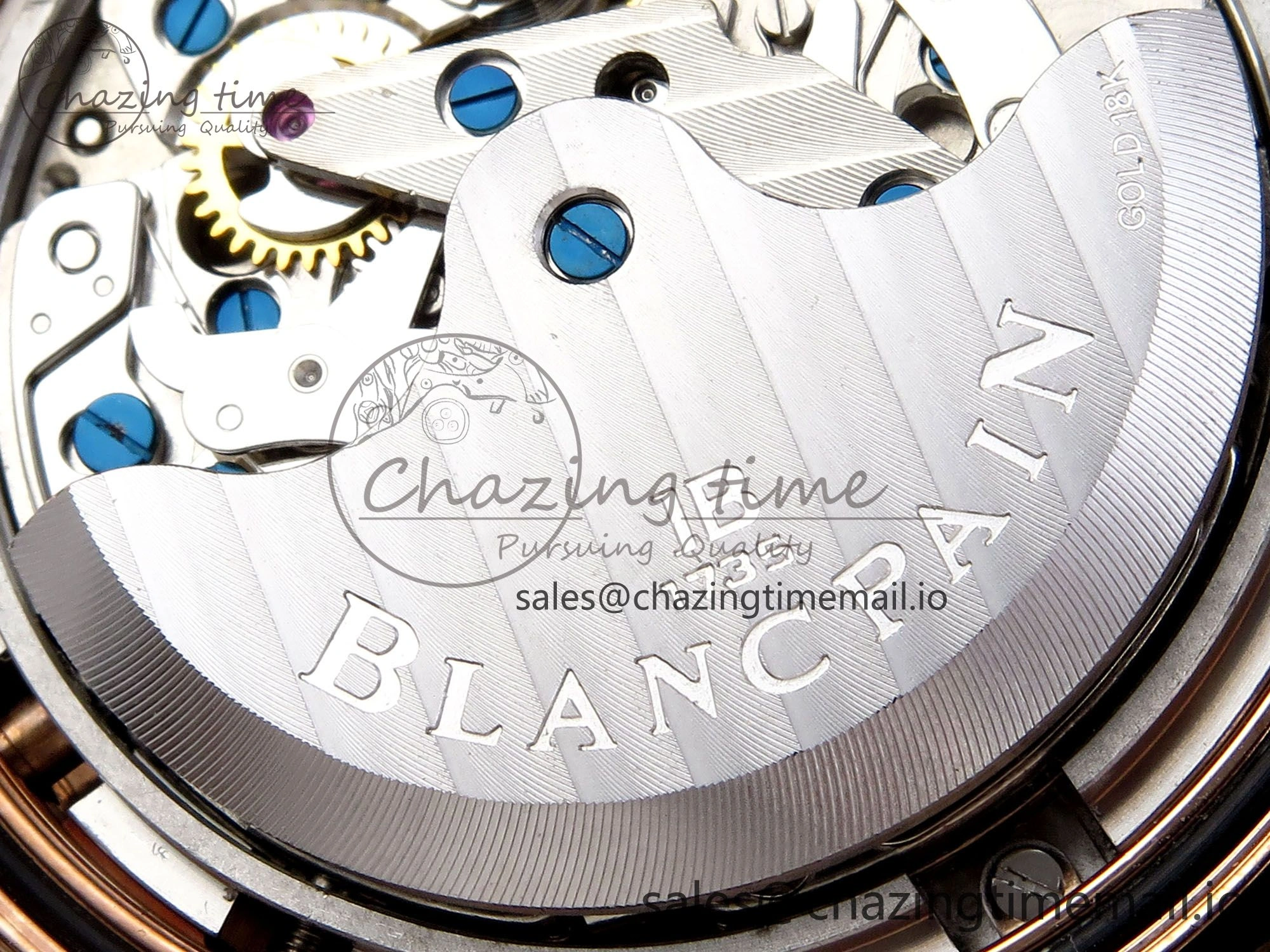 Fifty Fathoms Chrono RG OMF 1:1 Best Edition Black Dial on Black Sail-canvas Strap A7750