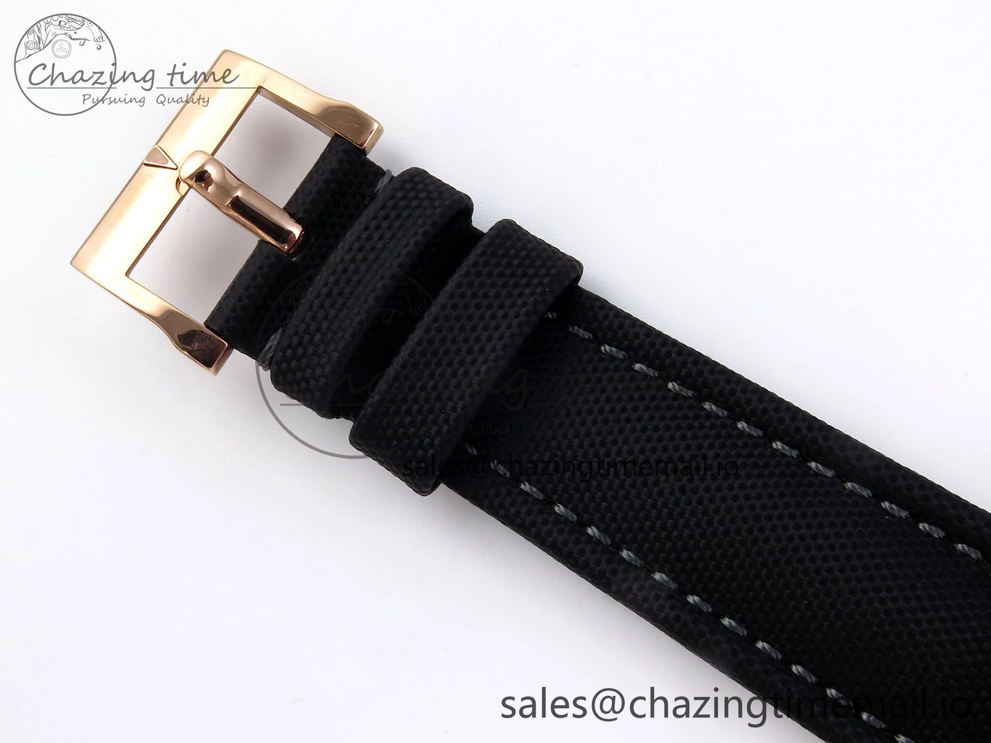 Fifty Fathoms Chrono RG OMF 1:1 Best Edition Black Dial on Black Sail-canvas Strap A7750