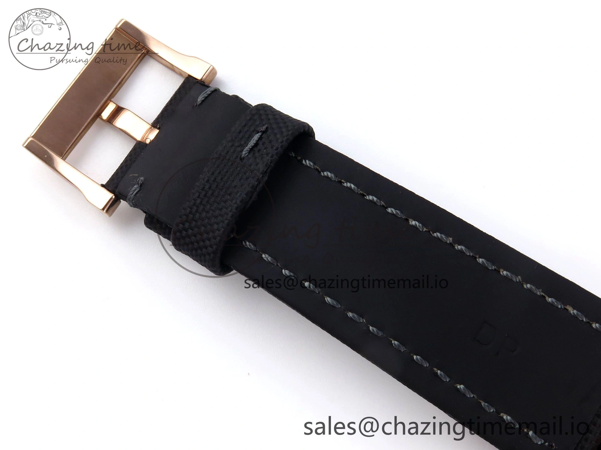 Fifty Fathoms Chrono RG OMF 1:1 Best Edition Black Dial on Black Sail-canvas Strap A7750